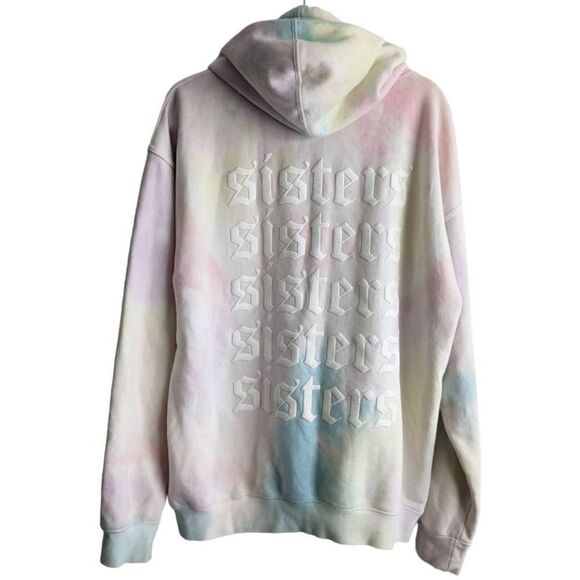 Sisters apparel by Safety Pin Hoodie Tie dye rainbow sherbet pastel oversized - Picture 7 of 13
